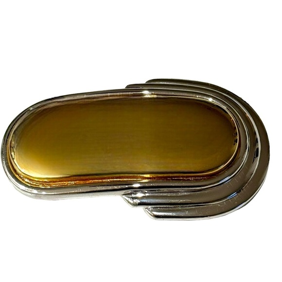 VINTAGE ALEXIS KIRK MIXED METALS GOLD SILVER BELT BUCKLE - Picture 2 of 4